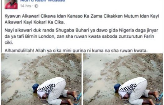 Buhari’s return: man drinks muddy water