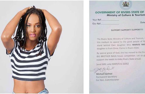 BBNaija housemate, Marvis gets government's support (see evidence)