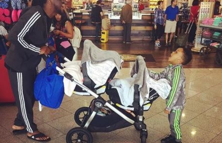 Paul Okoye at daddy duties, steps out with kids