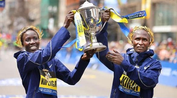 Kenyans sweep titles at Boston Marathon