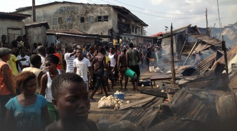 Fire razes block of shops in Delta community