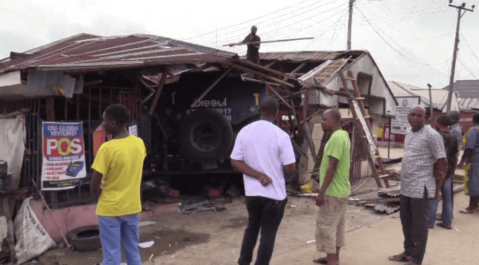 Truck rammed into shops in Bayelsa