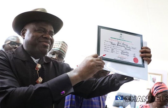 Diri Receives Certificate of Return Form INEC