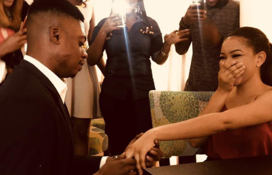 Comedian Ebiye proposes to his video vixen girlfriend