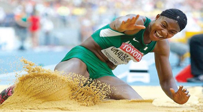Okagbare sails into long jump final, Brumes crashes out