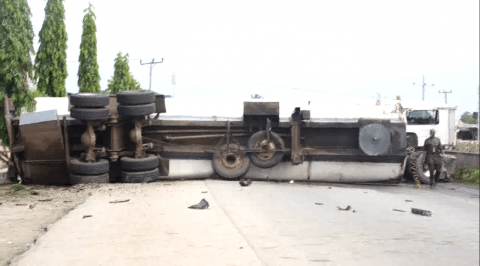 Danger Averted as Petrol Tanker Skid off Delta Highway