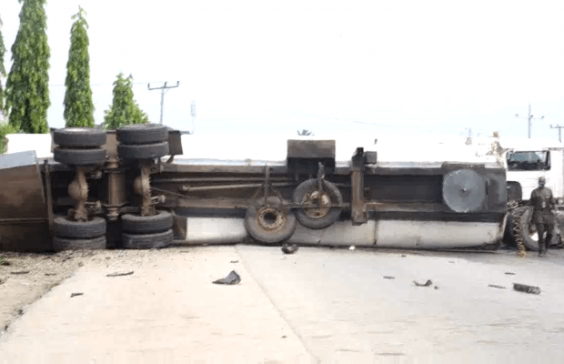 Danger Averted as Petrol Tanker Skid off Delta Highway