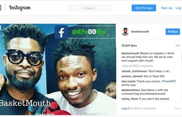 BBN: Basketmouth supports Efe