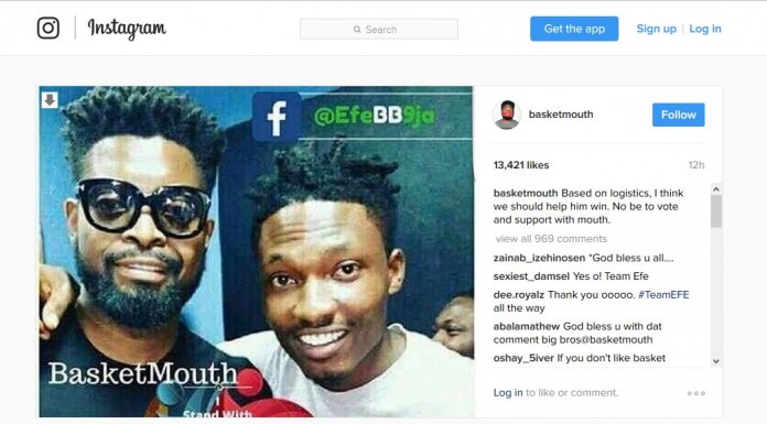 BBN: Basketmouth supports Efe