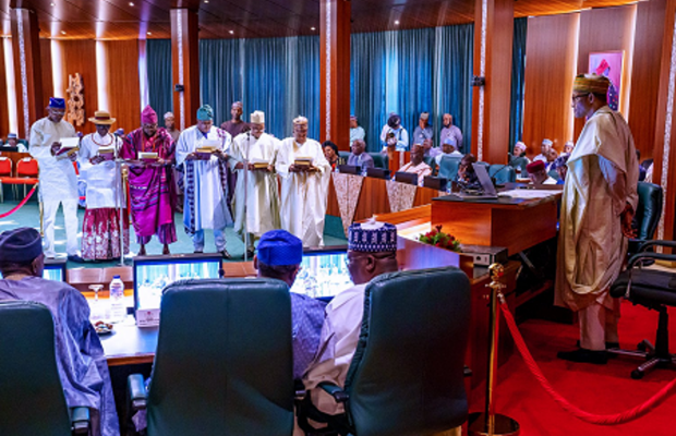 Buhari Swears-in Lawan's Aide, 11 Others as NASS Service Commission