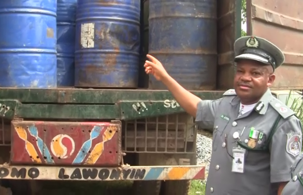 Customs Intercepts Truckload of Petrol being Smuggled out of Nigeria.