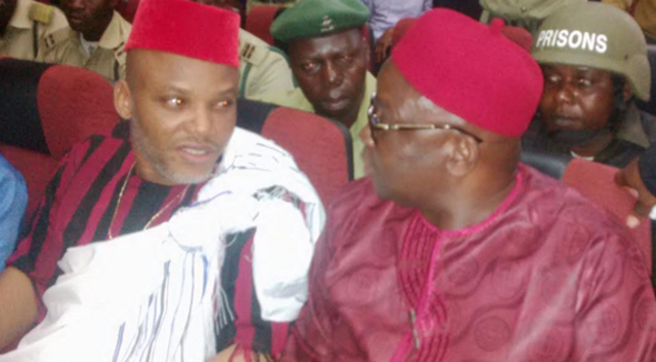 Fayose spotted at Nnamdi Kanu's trial