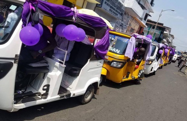 Couple celebrates wedding with Keke napep convoy