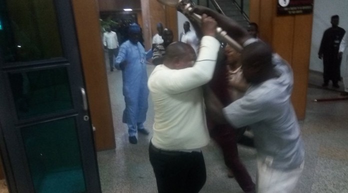 Breaking: hoodlums invade Senate, snatches mace