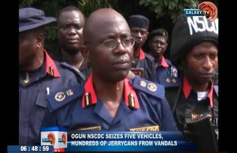 Ogun NSCDC seize five vehicles, hundreds of jerry cans from vandals